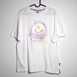 Mcdonalds X Jung Kook T Shirt BTS Large Unisex White Short Sleeve Burger Graphic